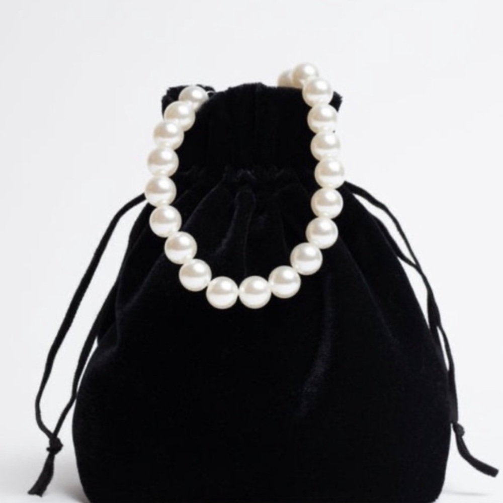 Holiday Velvet + Pearl Top Handle Bag